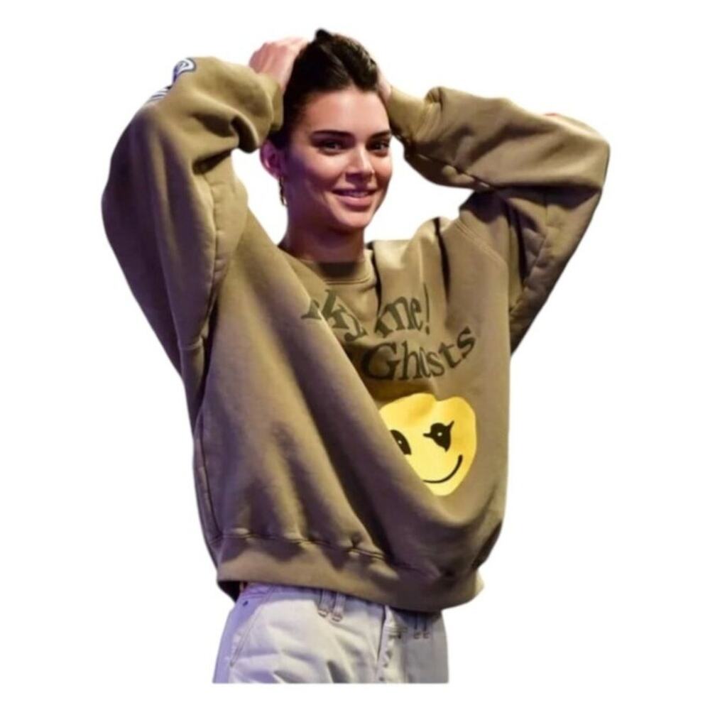Lucky Me I See Ghosts Sweatshirt Smiley Face Kanye West + Kid Cudi Graphic Print